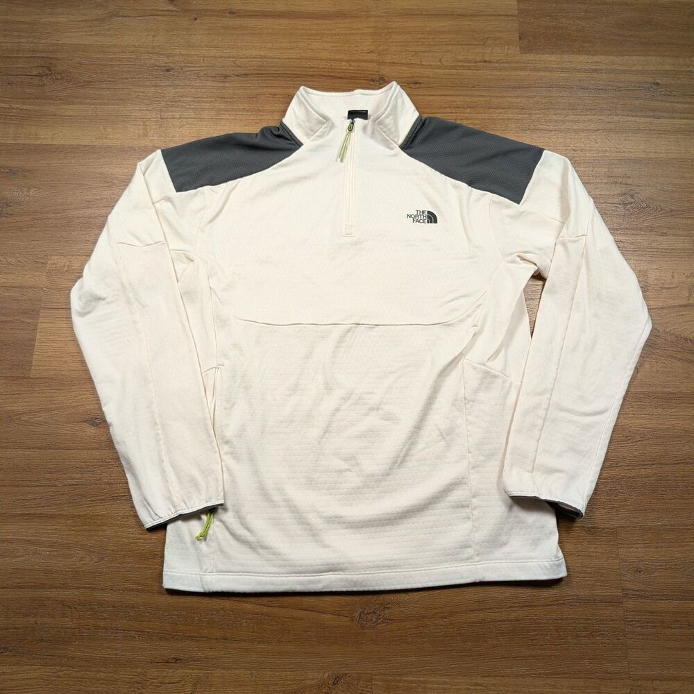 The North Face Kikash 1/4 Zip Fleece Sweater Jacket Men's L White Lightweight
